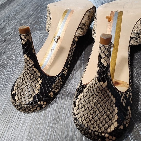 Sam Edelman Women's Snakeskin Mules - Black and Tan Janessa Size 8m - Picture 8 of 10